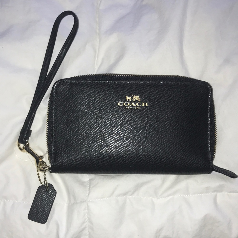 Coach Crossgrain Heather Double Zipper Wristlet